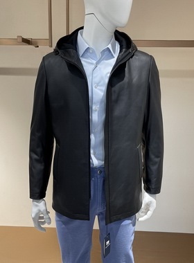 卡尔丹顿男装秋冬款都市连帽时尚真皮皮衣AB5W09400专柜15800HD