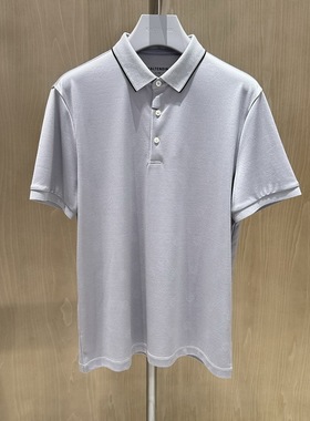 2024新款卡尔丹顿夏季翻领桑蚕丝短袖T恤KEAS30114FAG4吊牌2980