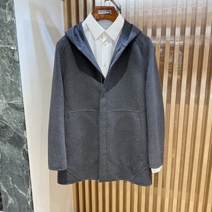 路卡迪龙男装秋冬连帽休闲山羊绒大衣外套155247150专柜正品11880