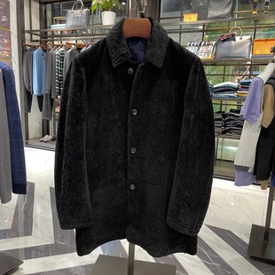 华斯度VASTO男装 翻领羊毛毛皮一体外套92C166021专柜22890 秋冬款