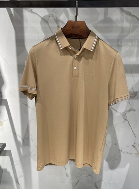 华斯度男装春夏款桑蚕丝纯色翻领短袖T恤21Y051012专柜1986