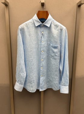 卡尔丹顿春夏款商务休闲亚麻亲肤长袖衬衫KGAS13615PHN1吊牌1980