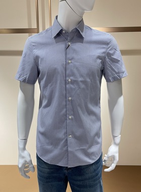 卡尔丹顿男装春夏款商务休闲格纹短袖衬衫KBBS53013CAN2专柜1680