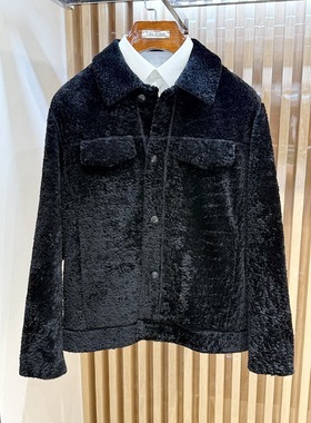 路卡迪龙男装正品秋冬翻领羊毛皮真皮夹克外套162247207专柜13880