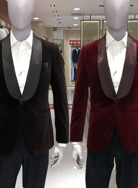 卡尔丹顿秋冬意大利纯棉绒面休闲单西西装KABW21206专柜5800