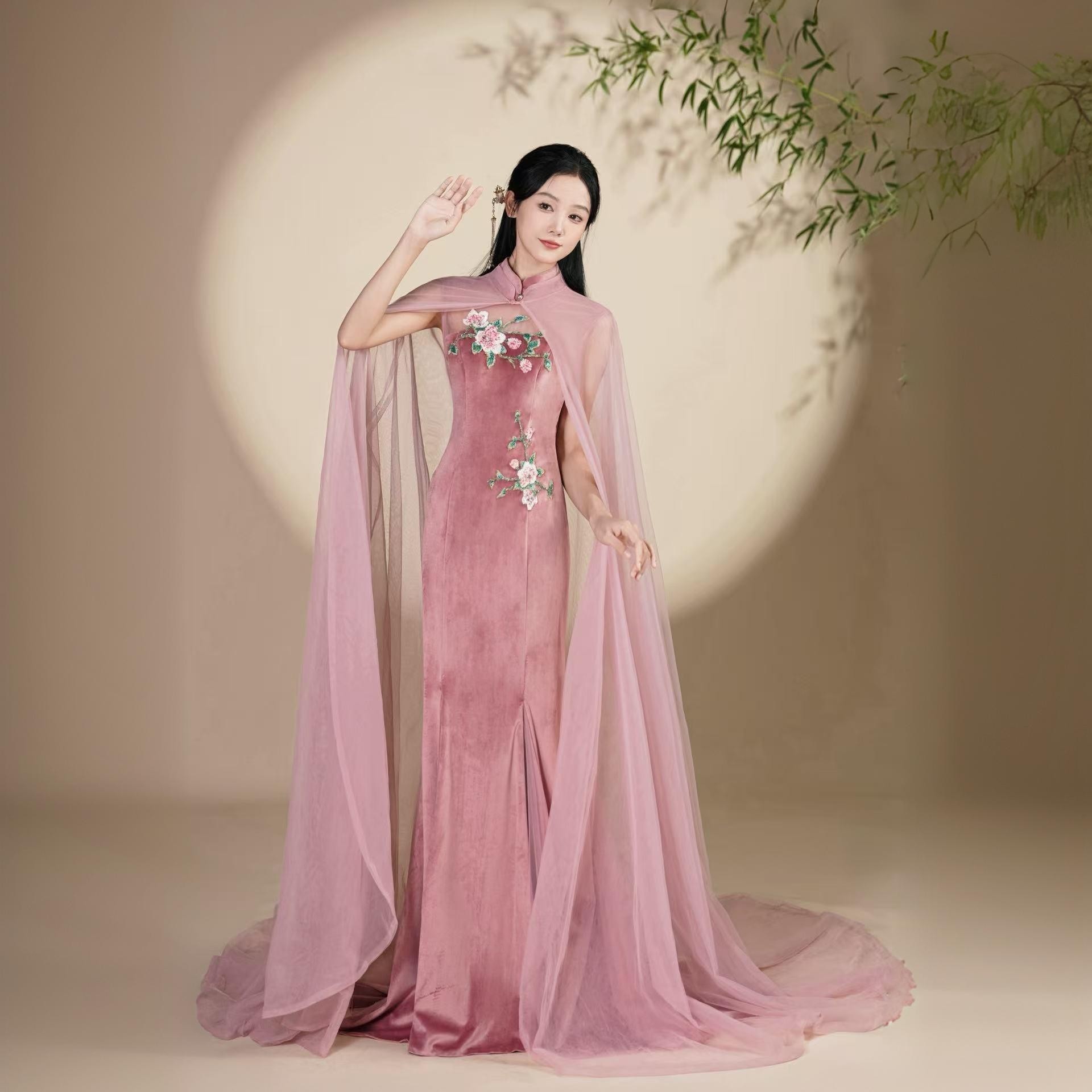 琴愫茉莉芬芳古筝中国风高端中式演出服声乐民乐演奏艺考礼服女