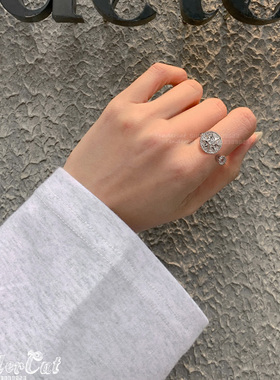 水钻八芒星星圆钻指环罗盘戒指