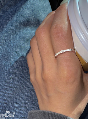 微镶水钻百搭竹节开口戒指