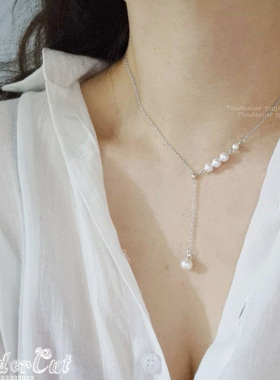 UnbalPearlStrapNecklace