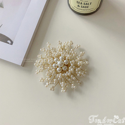 珍珠烟花胸花手工编织花朵胸针