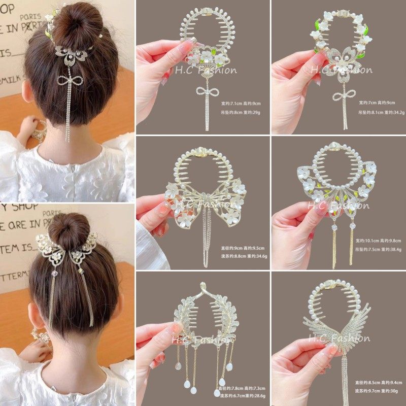 新中式新款女气质花朵丸子头发夹翅膀流苏马尾扣后脑勺盘发头饰,饰品/流行首饰/时尚饰品新,民族风发饰,淘宝优惠券,粉丝福利购,淘宝优惠卷