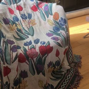 秋冬复古花卉文艺沙发巾加厚两面编织毯欧式 沙发毯桌布全盖