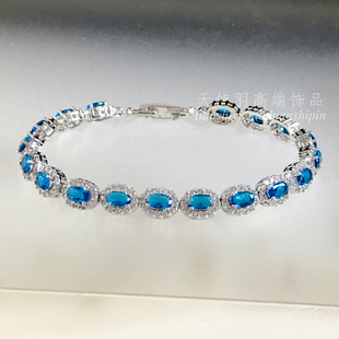 复古蓝色锆石水晶手链轻奢高级感高颜值小众手饰设计感女生饰品