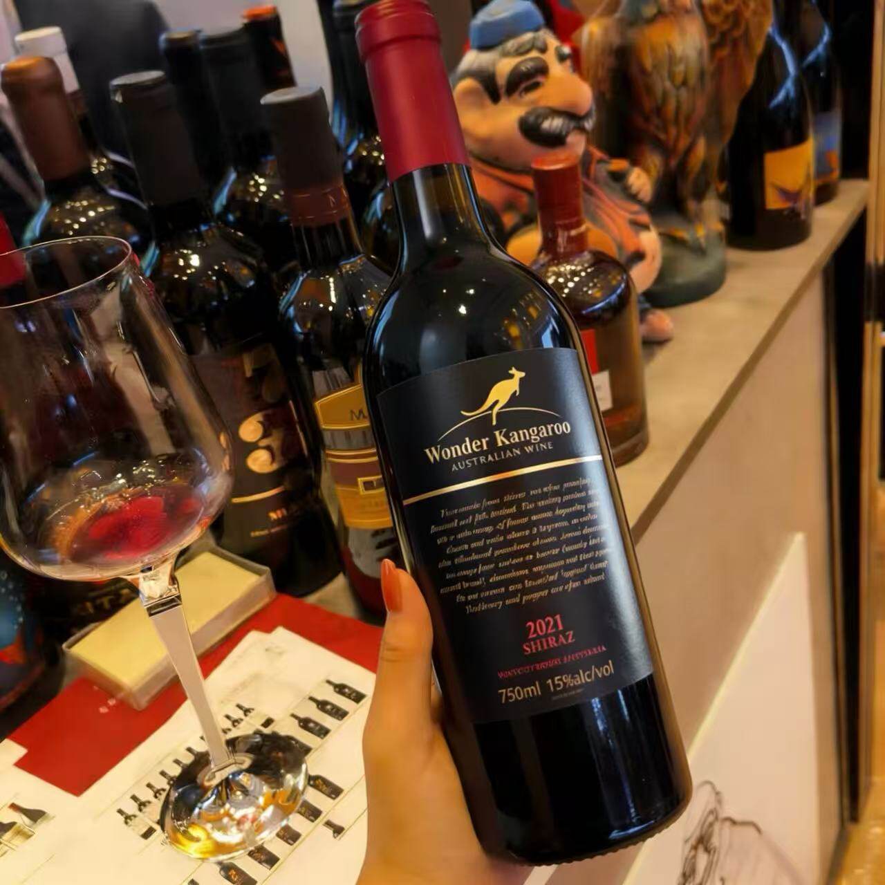 澳洲袋鼠红酒原瓶进口南澳产区西拉葡萄15度重型瓶整箱6瓶干红