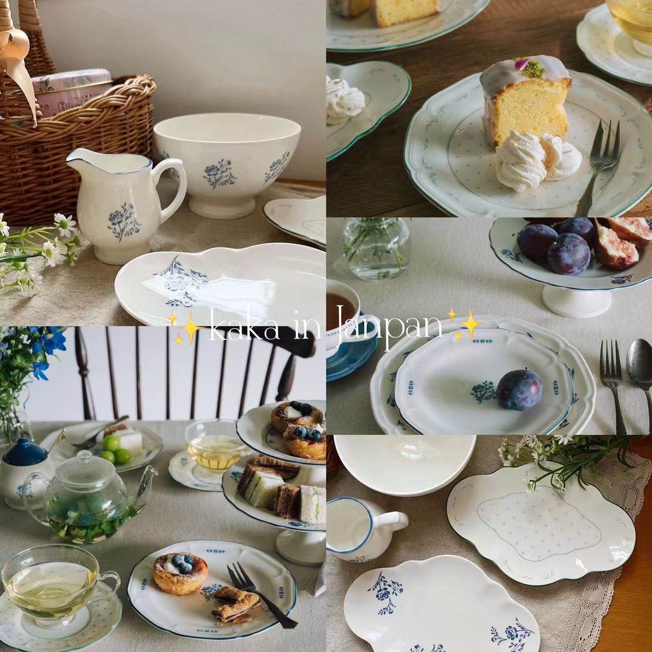 预丨日本制afternoontea Monreve蓝玫瑰限定陶瓷餐盘碗马克杯茶壶
