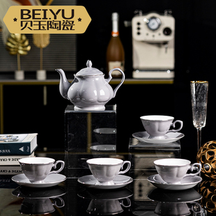 贝玉高级灰陶瓷咖啡杯碟套装家用景德镇咖啡具下午茶茶具轻奢高档