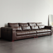 富雅斯 布雷泽棕色全皮沙发客厅大户型意式 极简直排真皮沙发
