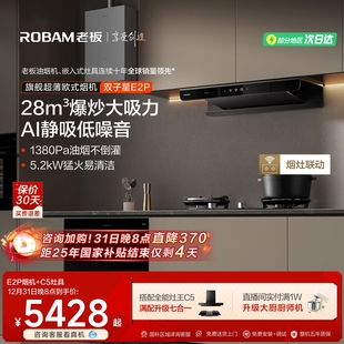 老板双子星E2P套系欧式 官方旗舰 燃气灶抽油烟机一套烟灶联动套装