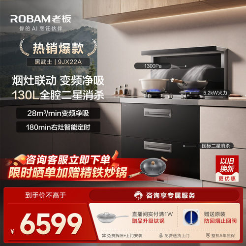 老板9JX22A大吸力集成灶消毒柜