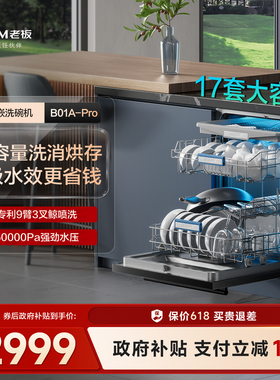 老板17套全嵌洗碗机B01A-Pro大容量嵌入式全自动家用洗消一体