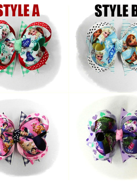 現貨 冰雪奇缘 白雪公主蒂安娜宠物蝴蝶结卡通髮夾头箍 Clip儿童