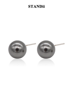 STANDii手作 925银针大溪地黑珍珠耳钉极简气质耐看个性饰品