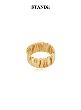 STANDii手作金色网状粗链环戒指女小众设计感高级轻奢指环
