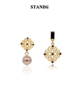 STANDii新中式镂空花朵珍珠耳环女设计师款轻奢高级感