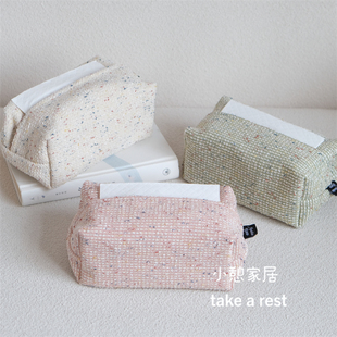 北欧ins布艺双层立体式纸巾盒抽取式纸巾袋民宿家用车载纸巾袋