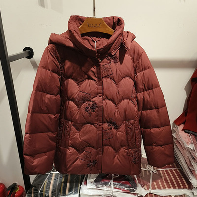 妈妈羽绒服女宽松连帽