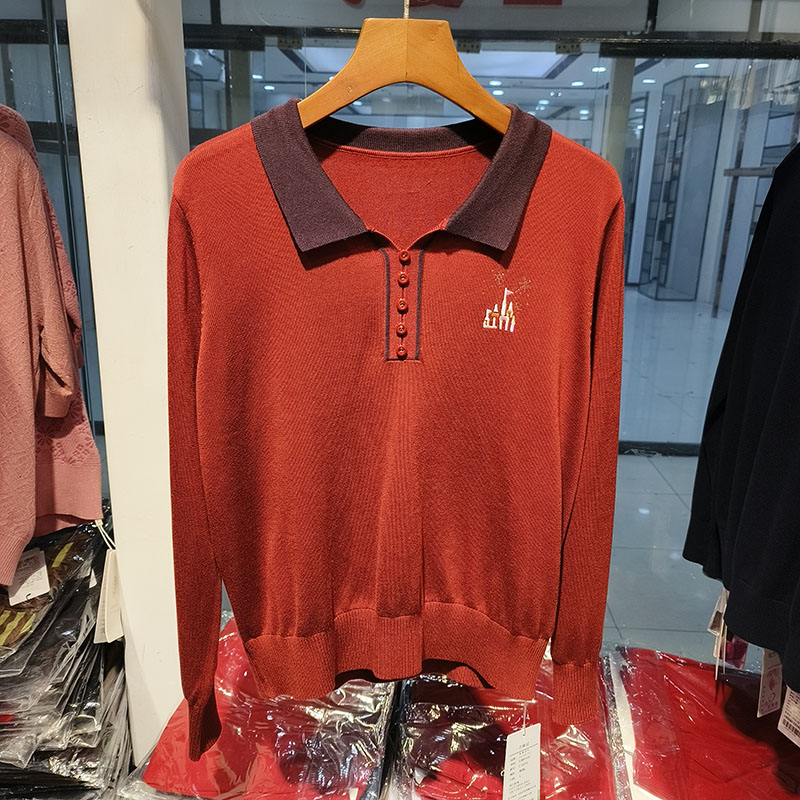 莱赛莉丝C1016翻领天丝针织衫