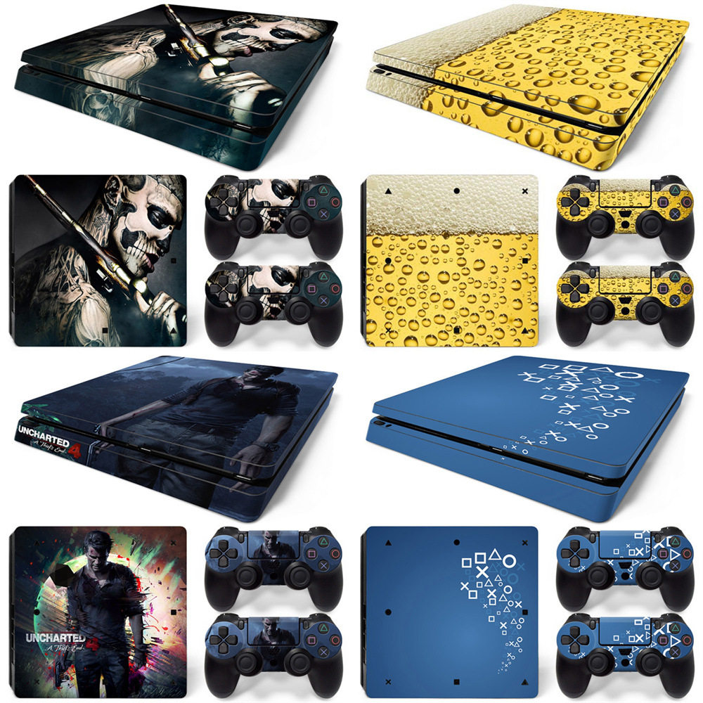 PS4 Slim游戏机全身贴纸 支持混批 可来图uncharted4彩膜手柄贴