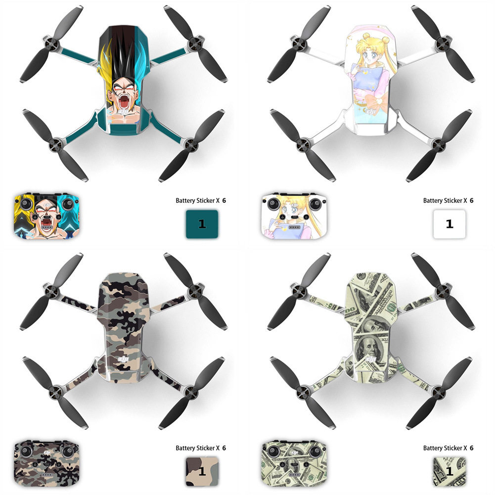适用于DJI大疆御迷你2 Mavic Mini2贴纸鱼炫酷表情机身电池贴纸