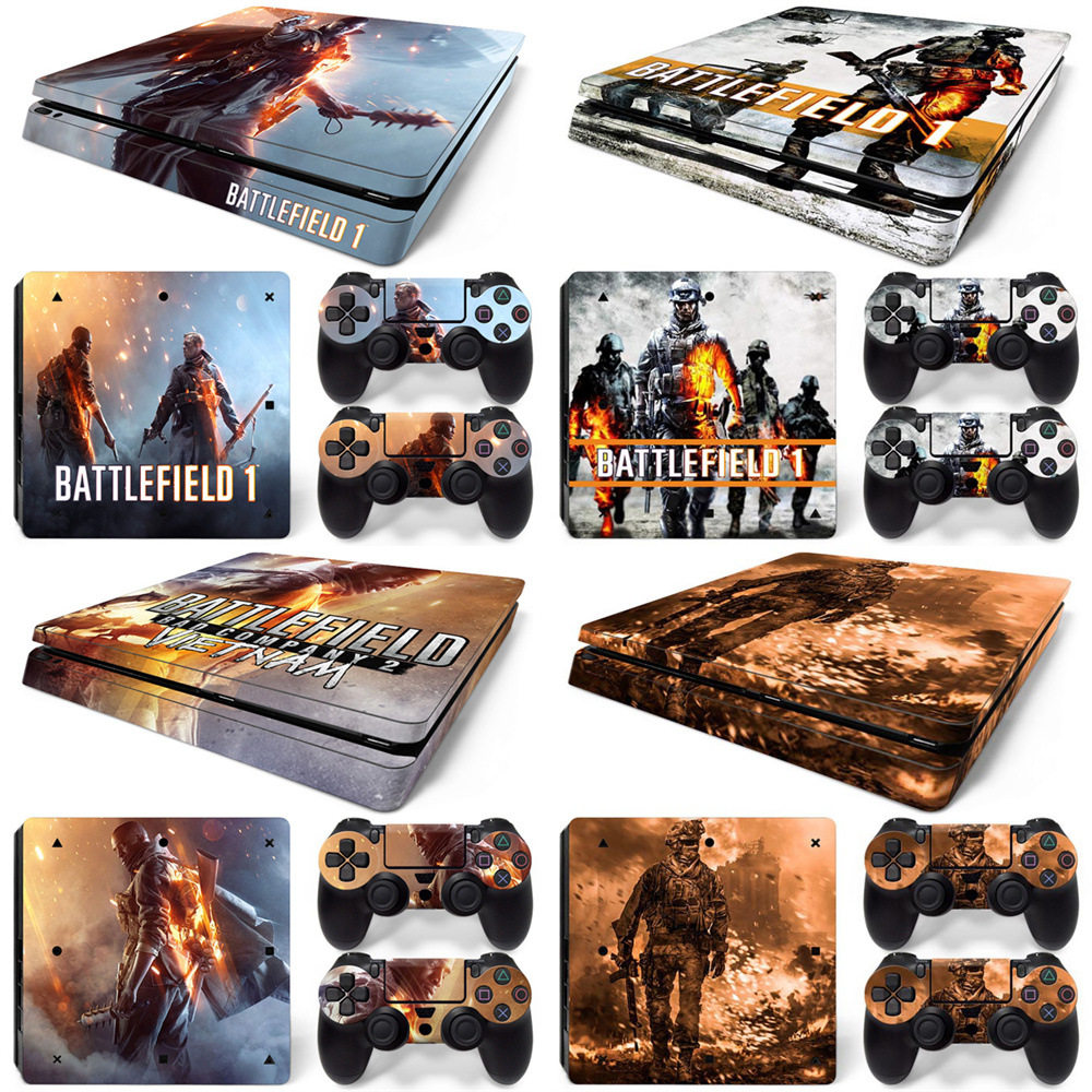 PS4 Slim 游戏机全身贴纸 彩贴时尚贴 彩膜保护膜BATTLEFIELD战地