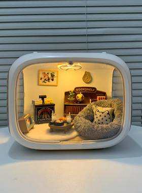 Dollhouse娃娃屋迷你3D小屋玩具手工DIY微缩场景模型ob11娃屋夜灯