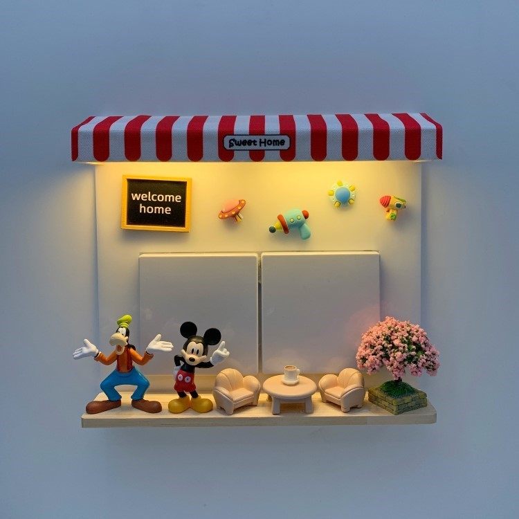 米奇米妮高飞开关贴装饰墙贴插座保护套灯开关面板轻奢装饰框