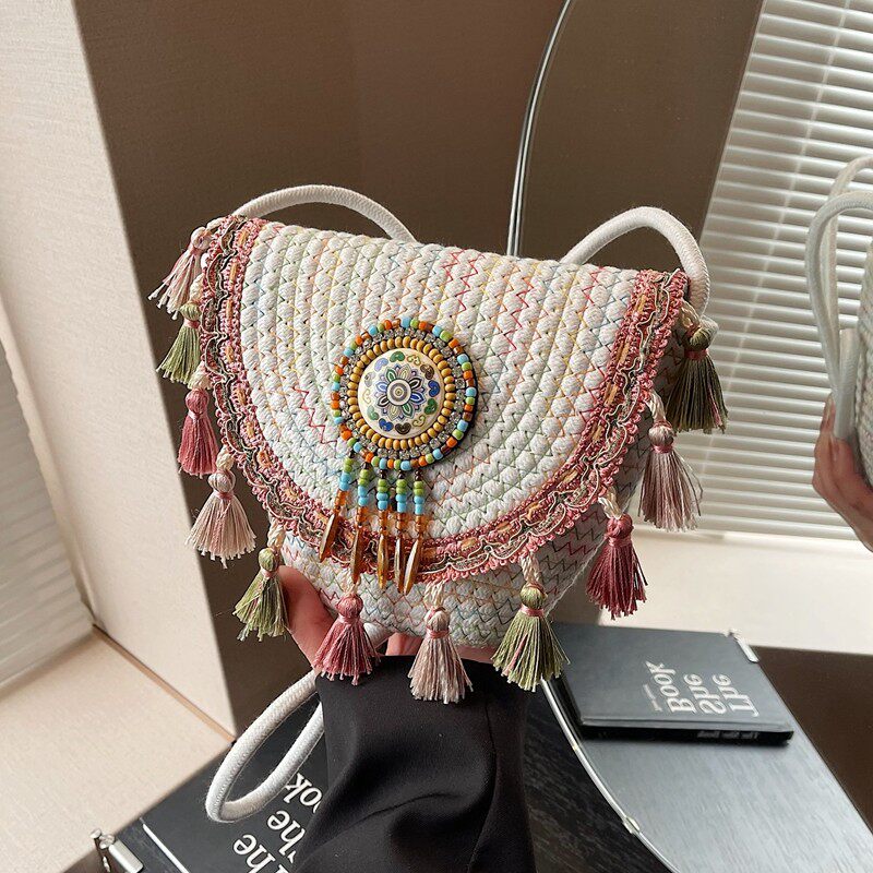 波西米亚编织包包女夏季2026新款海边度假风女包民族风单肩斜挎包
