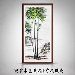 纯手绘真迹国画花鸟画客厅玄关装饰字画四尺竖幅水墨竹子无落款画