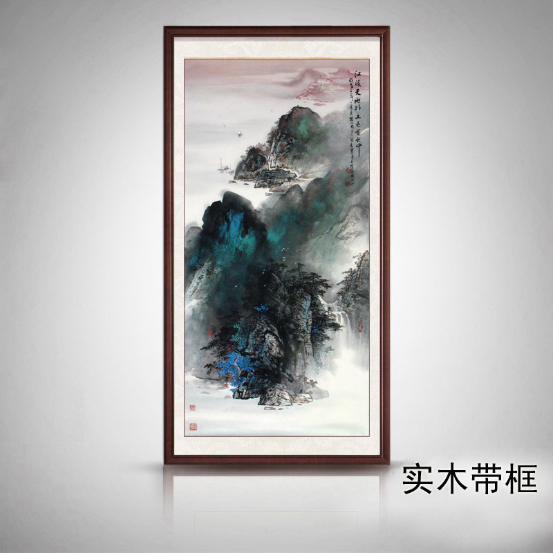 张春丽保真作品真迹原稿精品国画纯手绘四尺竖幅泼彩山水画靠山图