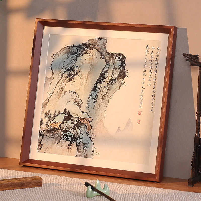 实木国画方形38 50画框书法挂墙字画装裱钻石框架十字绣边框定制