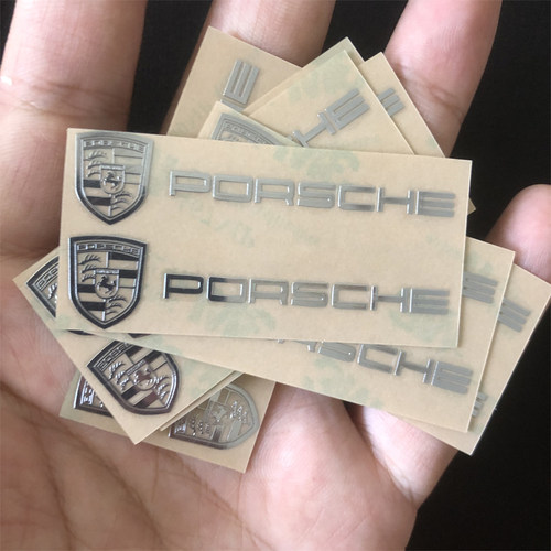 适用保时捷911/718/macan/卡宴车标金属贴纸汽车改装车内装饰用品