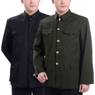 男春秋中山装外套中老年中山服人民服毛服加肥加大爸爸装爷爷上衣