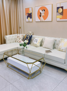 美式轻奢设计免洗科技布北欧简约现代小户型绒布贵妃转角组合沙发