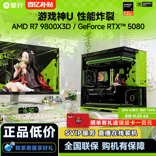 【百亿补贴1700元】攀升AMD R7 9800X3D电脑主机9600X/RTX 5060/9700X/RTX5080/5070Ti台式机DIY主机组装电脑