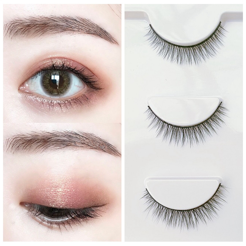 磨尖短款假睫毛女自然浓密3d立体素颜硬梗撑双眼皮空气学生日常妆