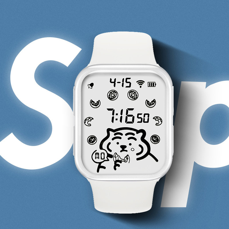 黑科技手表女ins风简约气质初中学生男表防水电子表全面屏运动表