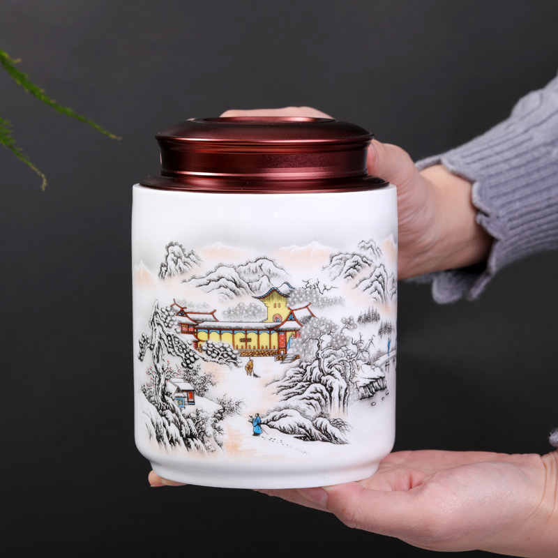 大号陶瓷茶叶罐密封罐防潮创意个性时尚放茶叶的茶罐一斤装绿茶罐