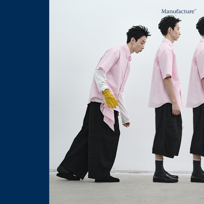 MANUFACTURE 肌理感领巾短袖衬衫