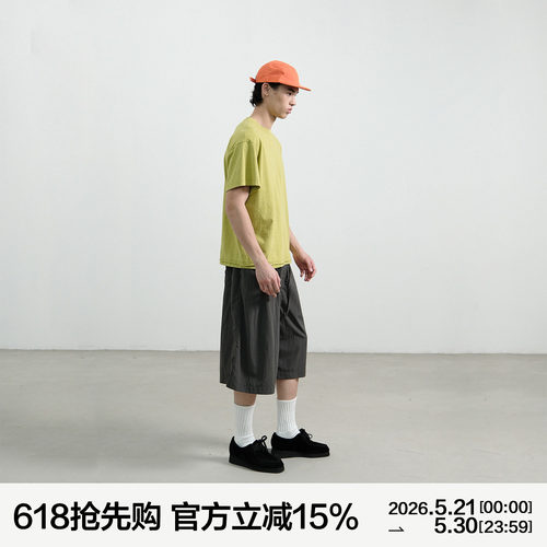 MANUFACTURE 竹节棉卷边短袖T恤