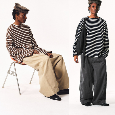 MANUFACTURE 肌理感条纹圆领卫衣